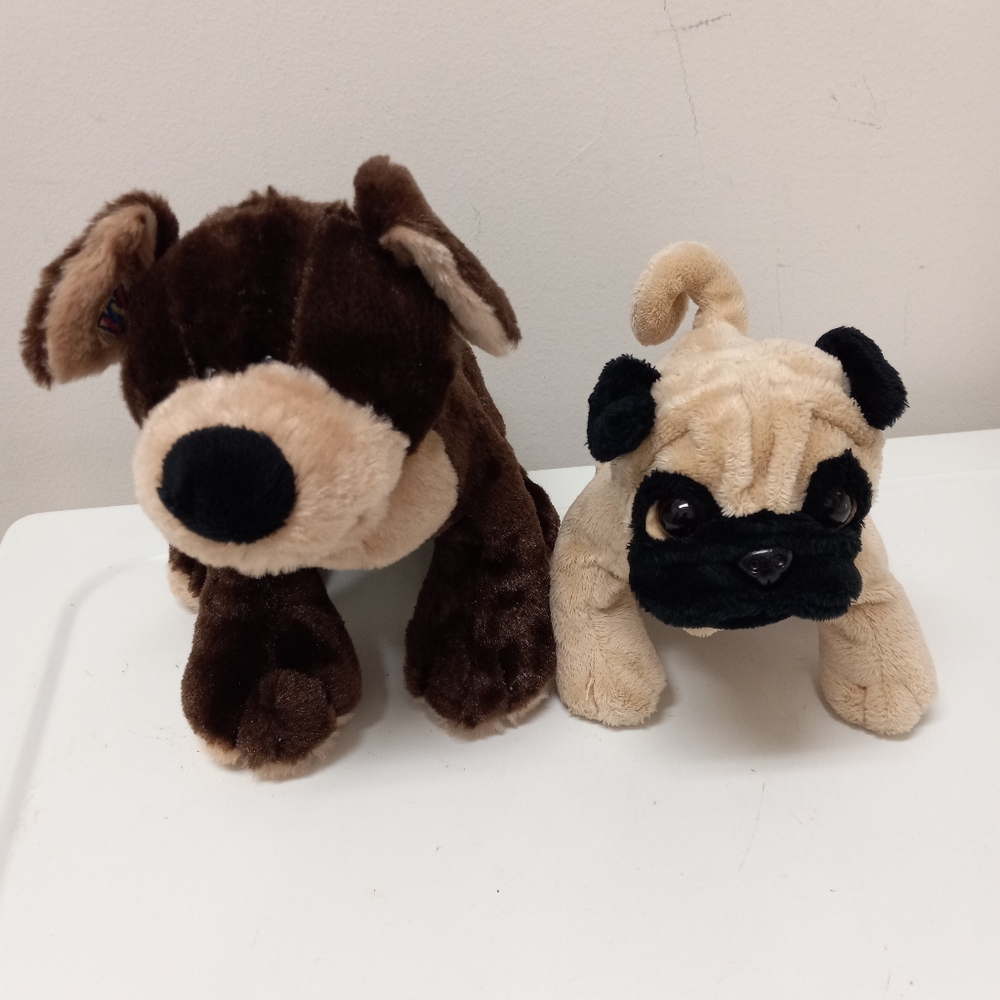 Ganz Webkinz Dog Puppy Plush Mocha Pup Lil Kinz Pug Stuffed Animal Toy Lot Of 2